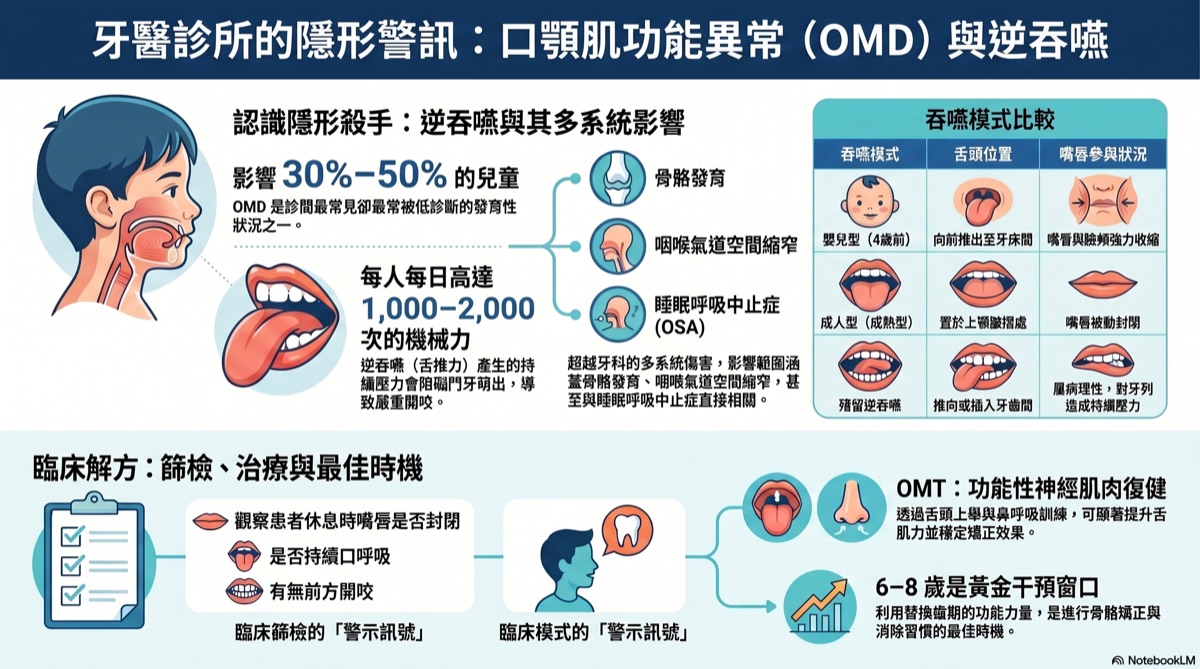 逆吞嚥與口顎功能異常 資訊圖