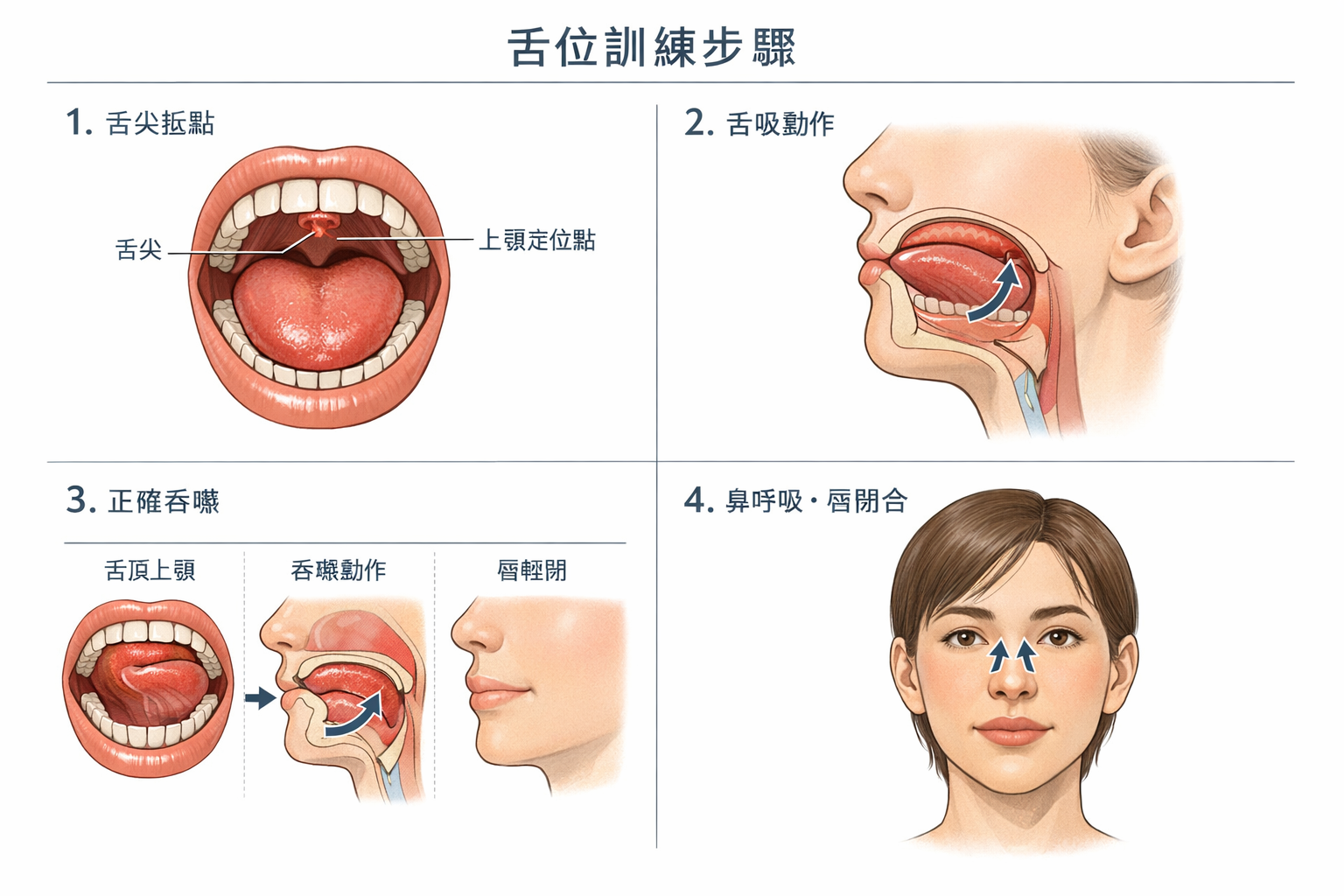 口肌功能治療OMT訓練動作步驟圖
